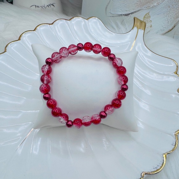 Gradient Glass Beaded Bracelet Style A Red - Picture 1 of 6